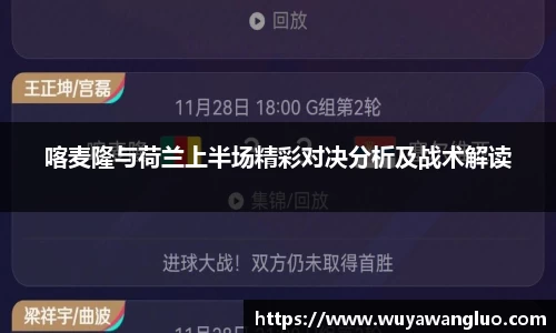 喀麦隆与荷兰上半场精彩对决分析及战术解读